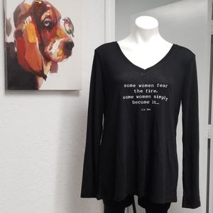 Black V neck long sleeve tee